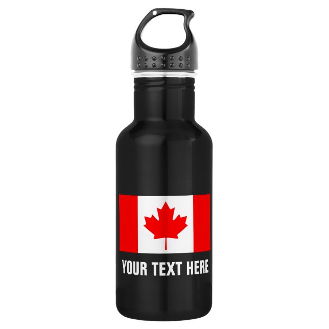 Personalized Canadian flag water bottle for Canada (Front)