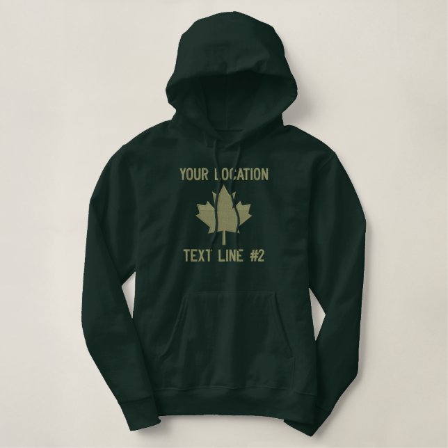 Personalized Canadian Maple Leaf Embroidery CANADA Embroidered Hoodie (Design Front)