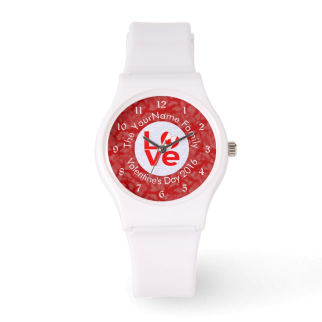 Personalized Canadian Red LOVE Flag Watch (Front)