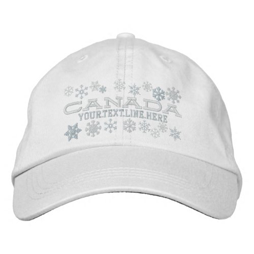 Personalized Canadian Winter Snowflakes Embroidered Baseball Cap