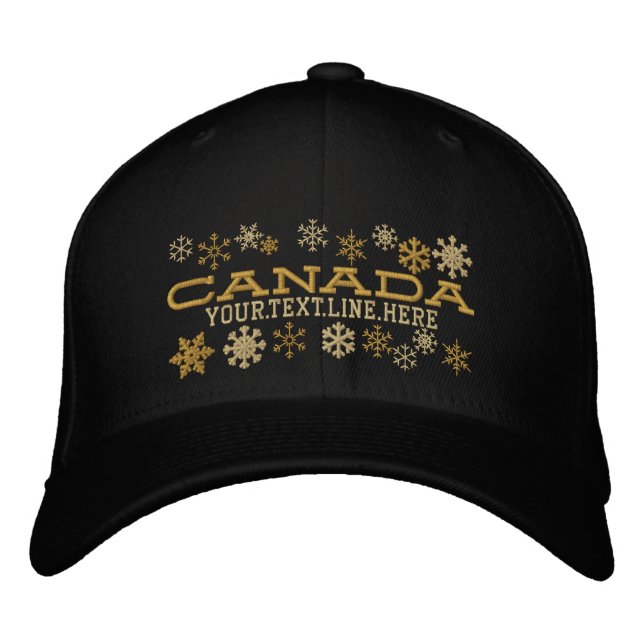 Personalized Canadian Winter Snowflakes Embroidered Baseball Hat (Front)