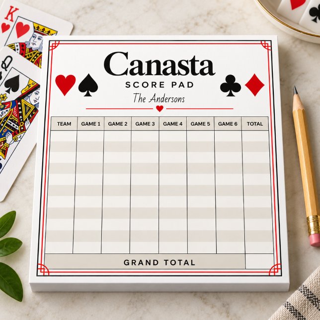 Personalized Canasta Score Pad Notepad (Personalized Canasta Score Pad Notepad
)