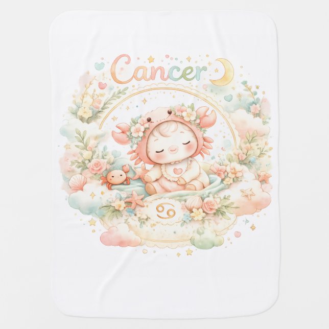 Personalized Cancer Baby Blanket | Custom Zodiac N (Front)