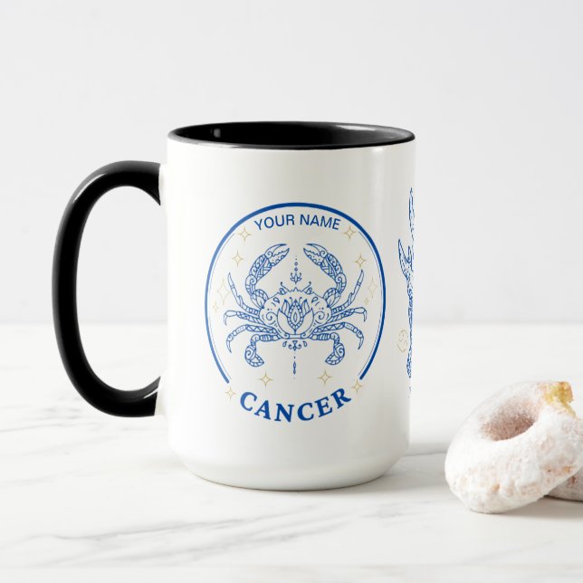 Personalized Cancer Zodiac 15 oz Mug (With Donut)