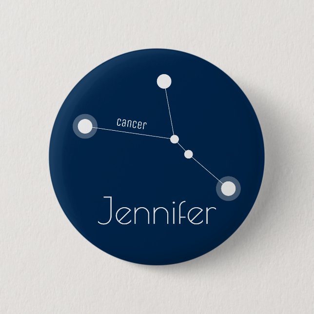 Personalized Cancer Zodiac Constellation Button (Front)