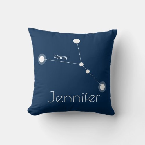 Personalized Cancer Zodiac Constellation Throw Pillow