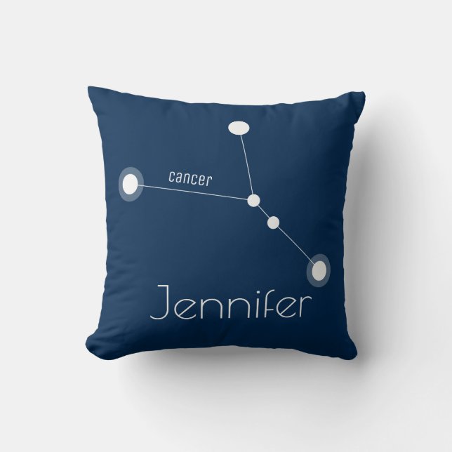 Personalized Cancer Zodiac Constellation Throw Pillow (Front)