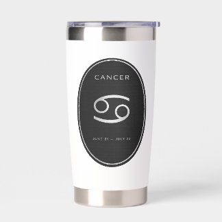 Personalized Cancer Zodiac Silver Oval Water Bottl Insulated Tumbler