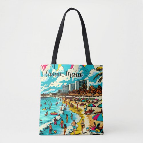 Personalized Cancun Mexico with a Pop Art Vibe Tote Bag