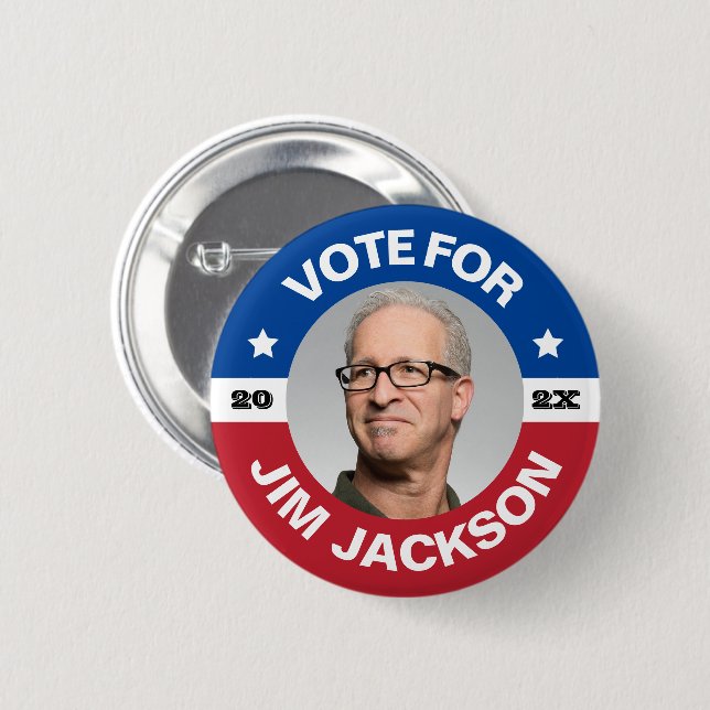 Personalized Candidate Vote Button with Photo (Front & Back)