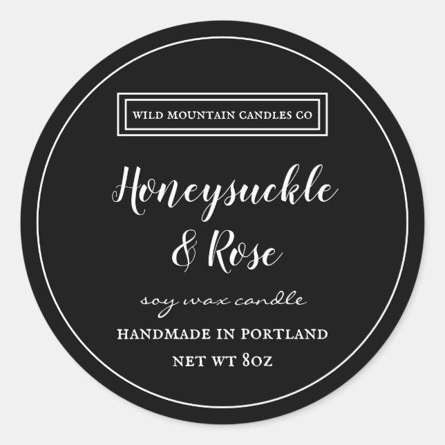 Personalized Candle  Black & White Label  (Front)