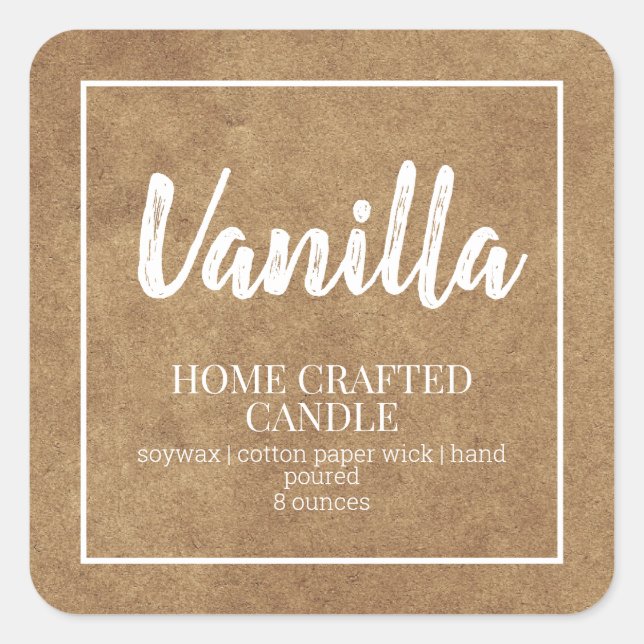 Personalized Candle Label Kraft Background Sticker (Front)