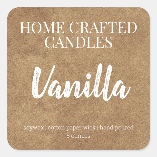 Personalized Candle Label Kraft Background Sticker (Front)
