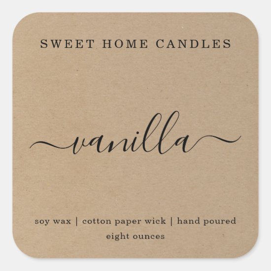 Personalized Candle Label Kraft Background Sticker