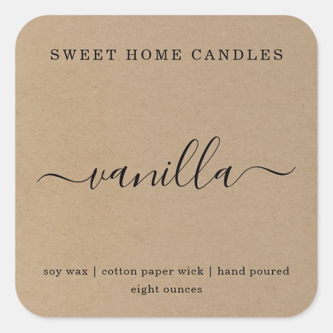 Personalized Candle Label Kraft Background Sticker