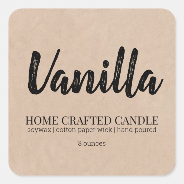 Personalized Candle Label Rustic Kraft Sticker (Front)