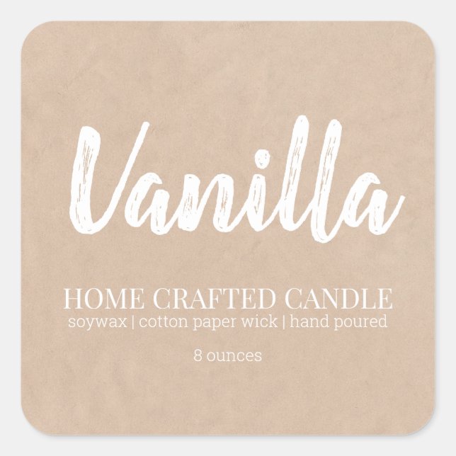 Personalized Candle Label Rustic Kraft Sticker (Front)