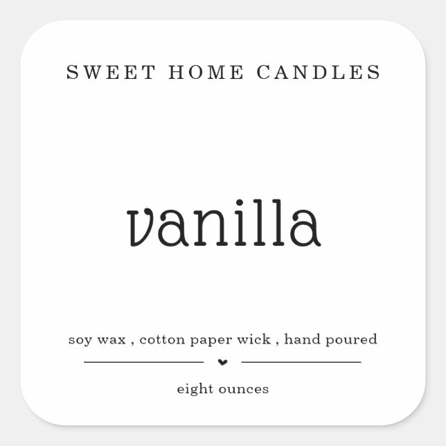 Personalized Candle Label Square Sticker (Front)