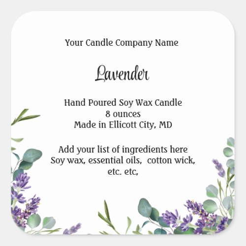Personalized Candle Labels Lavender Eucalyptus