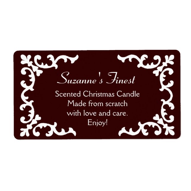 Personalized Candle or Canning Jar Brown Label (Front)