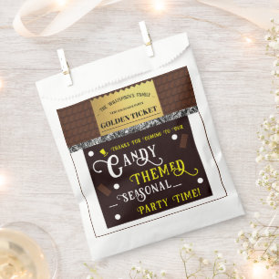 Personalized Candy Bar Golden Ticket Party Favor Bag