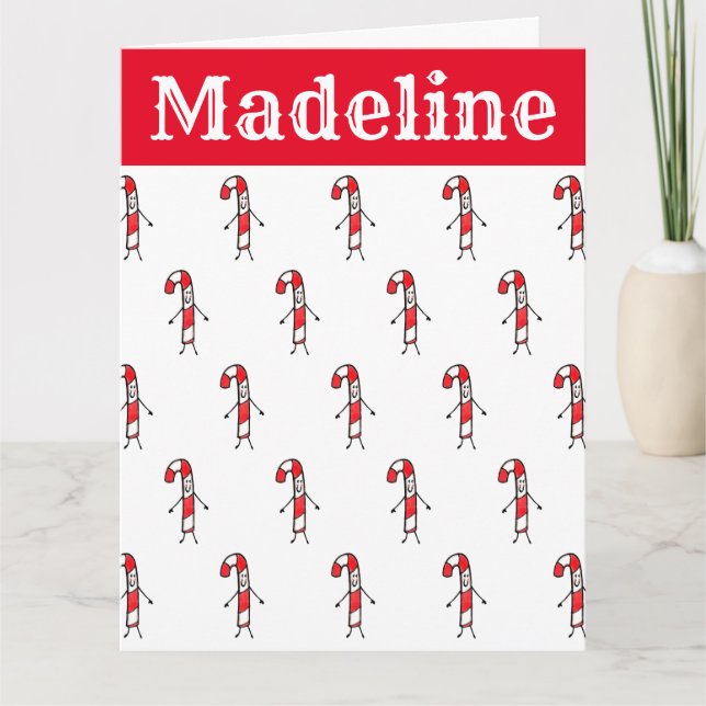 Personalized Candy Cane Christmas Card (Front)