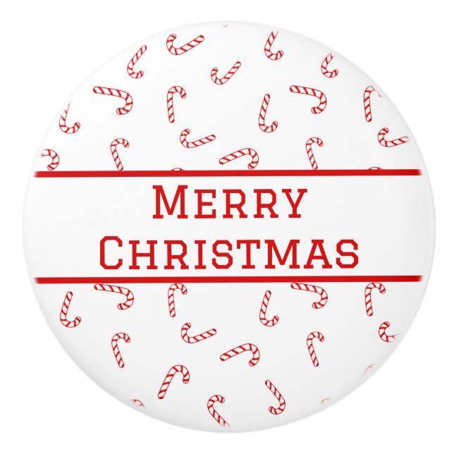 Personalized Candy Cane Christmas Ceramic Knob (Front)