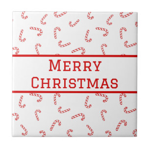 Personalized Candy Cane Christmas Ceramic Tile