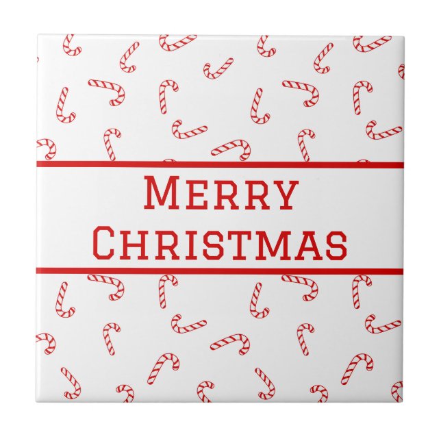 Personalized Candy Cane Christmas Ceramic Tile (Front)