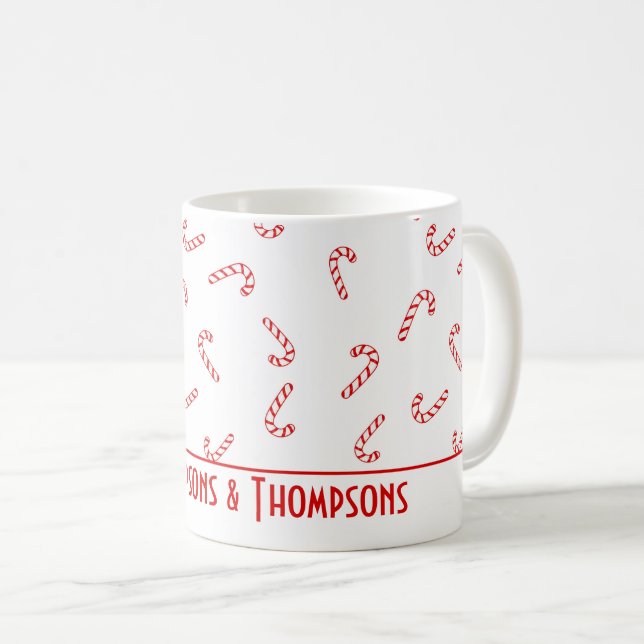 Personalized Candy Cane Christmas Coffee Mug (Front Right)