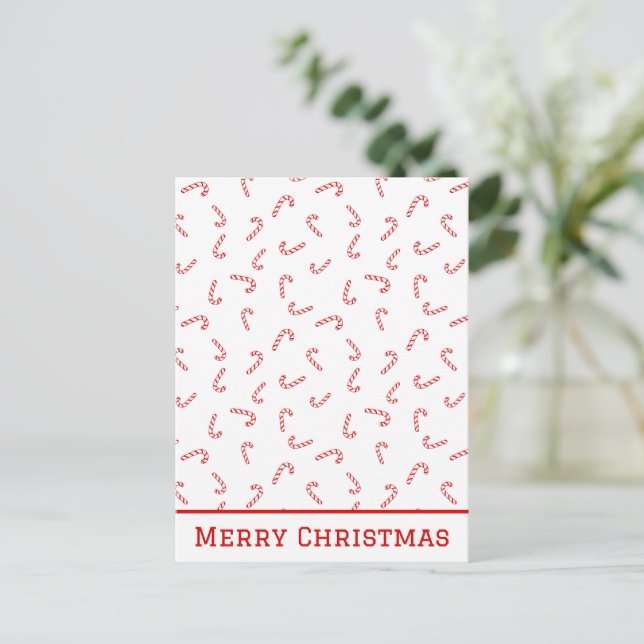 Personalized Candy Cane Christmas Postcard (Standing Front)