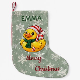 Personalized Candy Cane Christmas Rubber Duck Small Christmas Stocking
