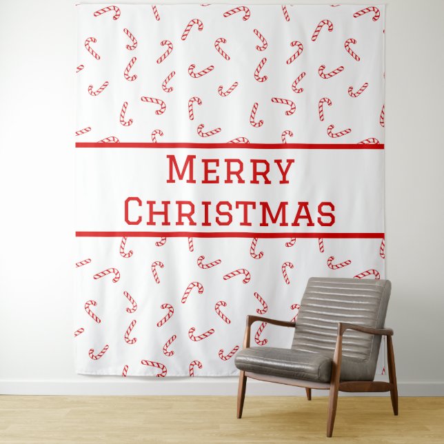 Personalized Candy Cane Christmas Tapestry (In Situ)
