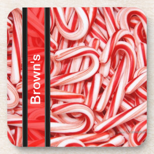 Personalized Candy Cane Coasters Template