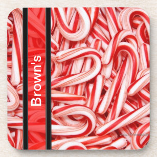 Personalized Candy Cane Coasters Template