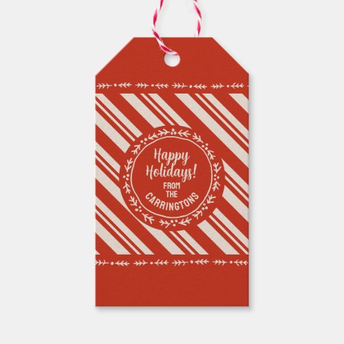 Personalized Candy Cane Stripe Gift Tags