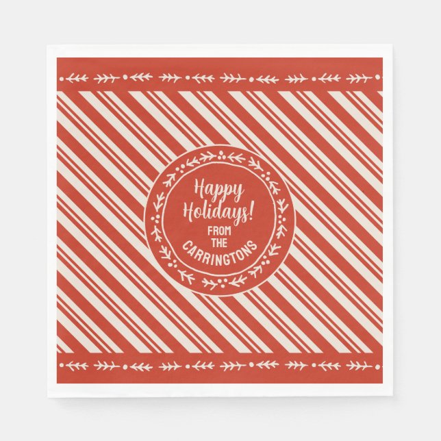 Personalized Candy Cane Stripe Napkins (Front)