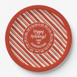 Personalized Candy Cane Stripe Paper Plates