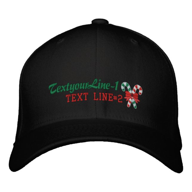Personalized Candy Canes for the holidays Embroidered Baseball Cap (Front)