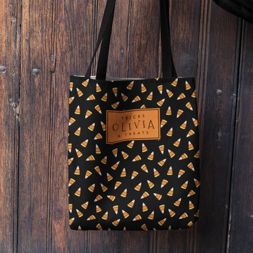 Personalized Candy Corn Halloween Candy Tote