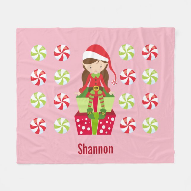 Personalized Candy Crush Female Elf Fleece Blanket (Front (Horizontal))