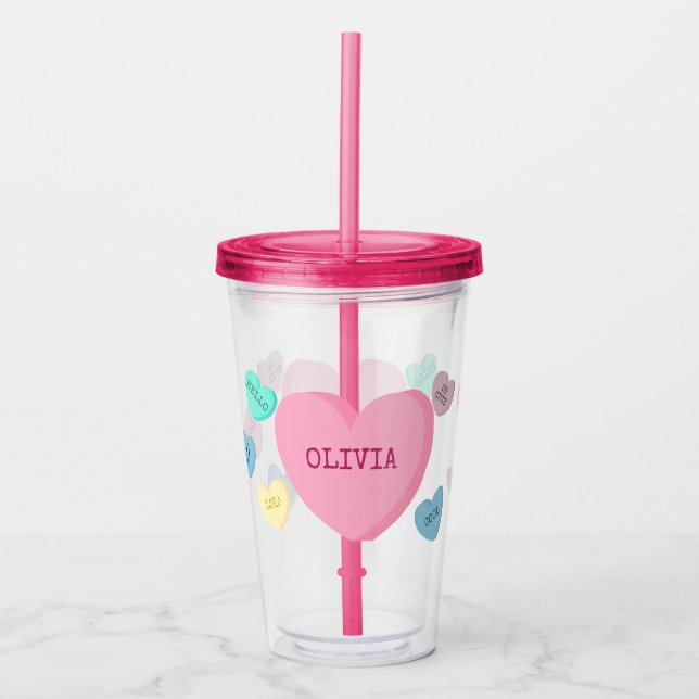 Personalized Candy Heart Tumbler (Front)