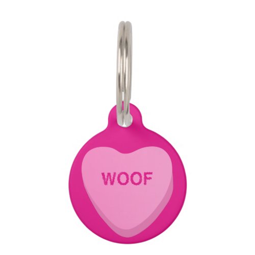 Personalized Candy Heart Woof Pet ID Tag