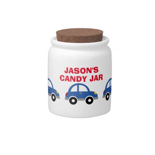 Personalized candy jar for kids with cute toy car