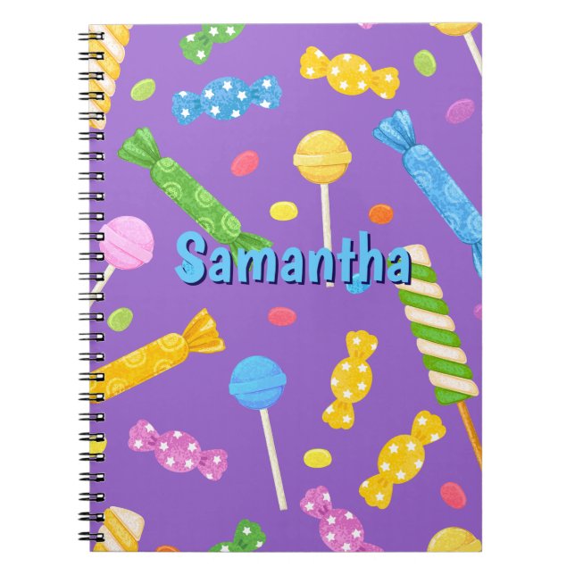 Personalized Candy Notebook – Sweet Lilac School  (Front)