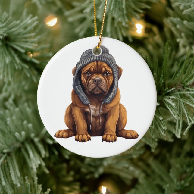 Personalized Cane Corso Dog Art Ceramic Ornament (Tree)
