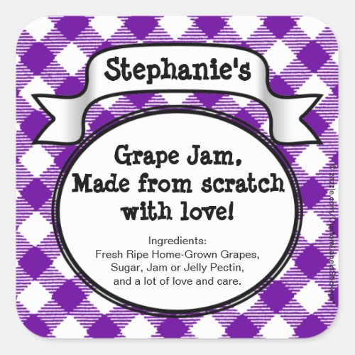 Personalized Canning Grape JellyJam Jar Label