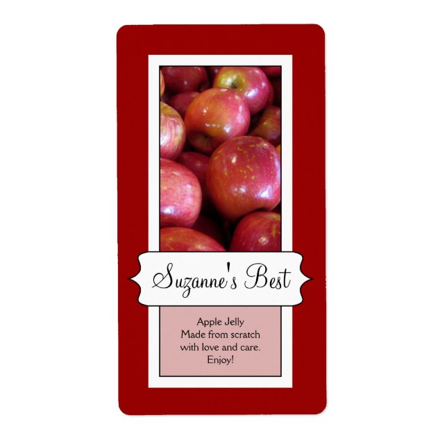 Personalized Canning Jar Label, Apple Label (Front)