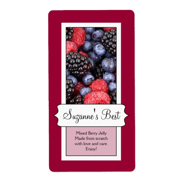 Personalized Canning Jar Label, Berries Label (Front)