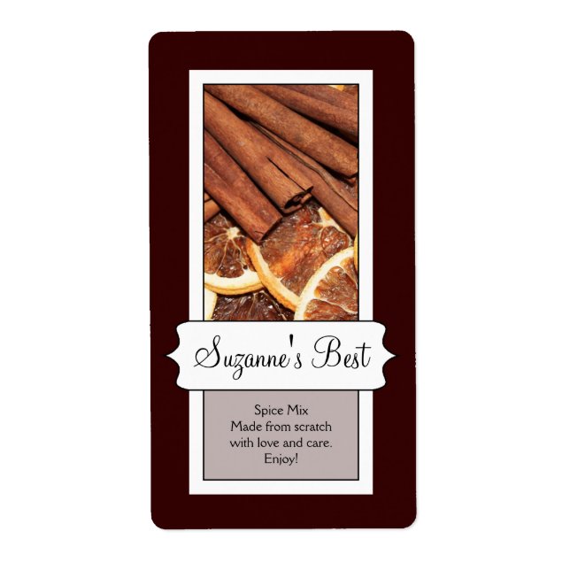 Personalized Canning Jar Label, Cinnamon Label (Front)